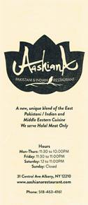 Aashiana Menu